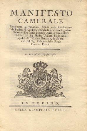 Manifesto Camerale riguardo la notifica della variazione seguita nella sottoscrizione …