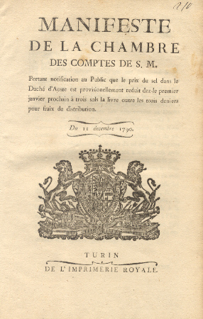Manifeste de la Chambre des Comptes de S. M. circa …