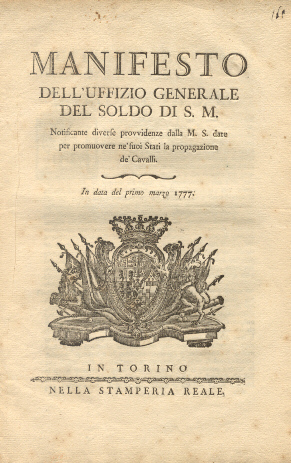 Manifesto dell'Uffizio Generale del Soldo di S. M. riguardo la …