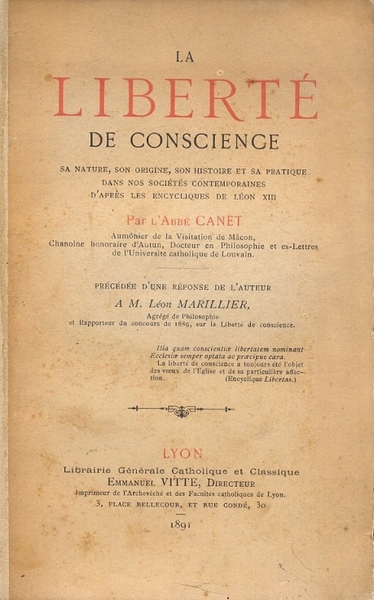 La liberte de coscience sa nature,son origine,son histoire et sa …