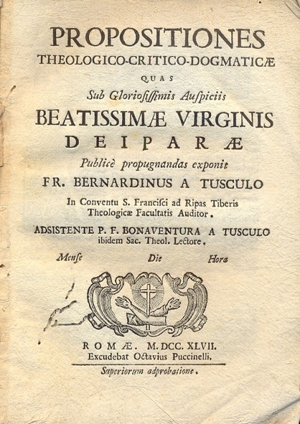 Propositiones Thelogico - Critico - Dogmaticae.