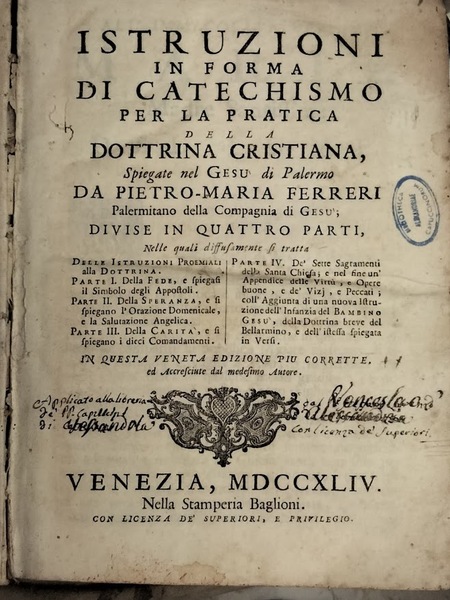 Istruzioni in forma di Catechismo per la pratica della Dottrina …