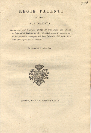 Regie patenti con le quali S.M. manda osservarsi l'annessa Tariffa …