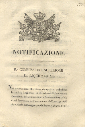 La Regia Commissione superiore di liquidazione determina che siano stampati …