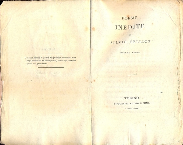 Poesie inedite. Volume primo.