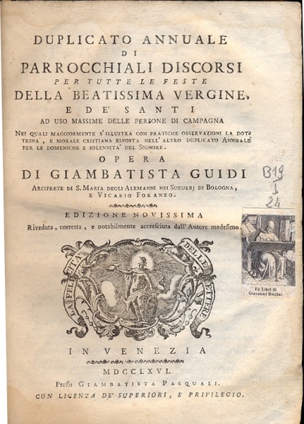 Duplicato annuale di Parrochiali Discorsi per tutte le feste della …