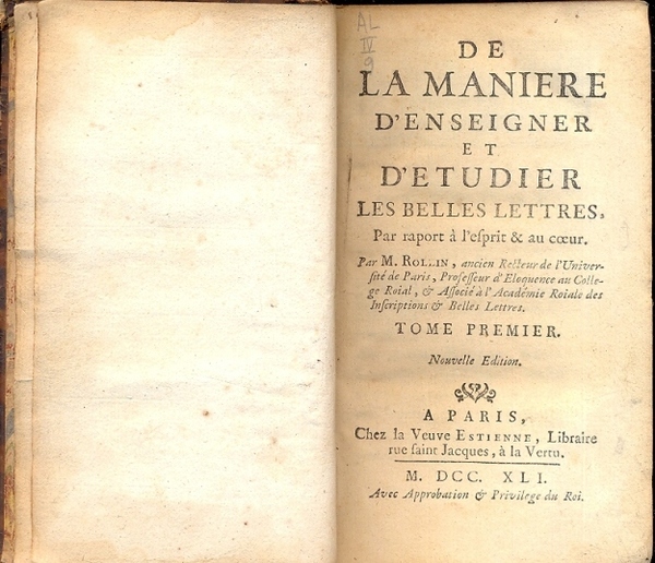 De la maniere d'enseigner et d'etudier les belles lettres, par …