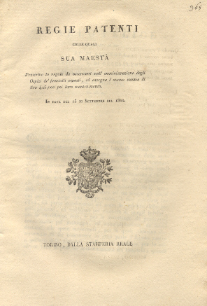 Regie patenti colle quali Sua Maestà prescrive le regole da …