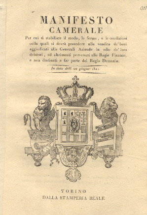 Manifesto camerale per cui si stabilisce il modo, le forme, …