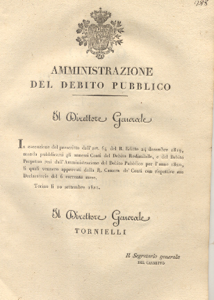 Circolare con la quale il Direttore Generale dell'Amministrazione del Debito …