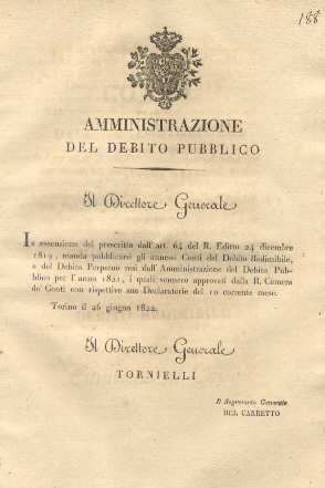 Circolare con la quale il Direttore Generale dell'Amministrazione del Debito …