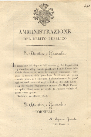 Il Direttore Generale dell'amministrazione del debito pubblico manda pubblicarsi l'unito …