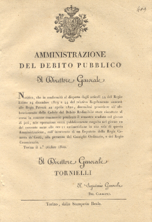 Il Direttore Generale dell'amministrazione del debito pubblico notifica il giorno, …