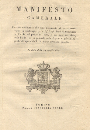 Manifesto Camerale portante notificanza che sono richiamate ad esatta osservanza …