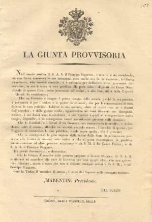 La giunta Provvisoria si è radunata per deliberare sulle gravissime …