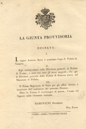 Decreto della Giunta Provvisoria con il quale nomina il signor …