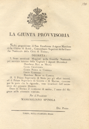 Decreto della Giunta Provvisoria con il quale nomina cinque signori …
