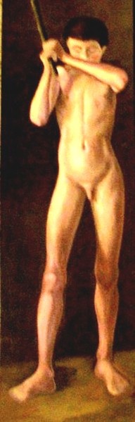 Nudo di uomo visto di fronte. Studi Accademici.