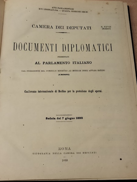 Documenti diplomatici presentati al Parlamento Italiano dal Presidente del Consiglio …