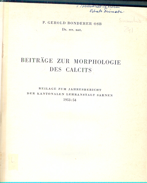 Beitrage zur morphologie des calcits. Beilage zum jahresbericht der kantonalen …