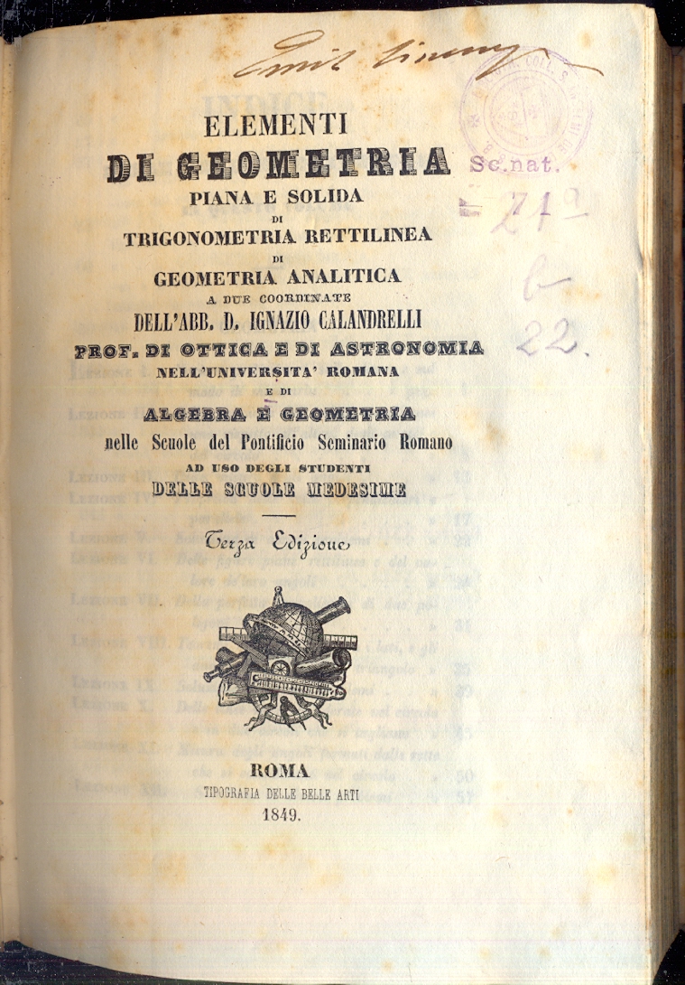 Elementi di algebra e di algebra e geometria (1° vol.) …