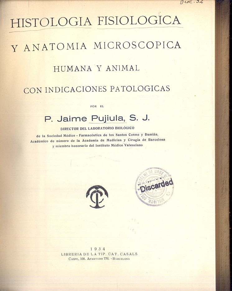 Histologia fisiologica y anatomia microscopica humana y animal con indicaciones …