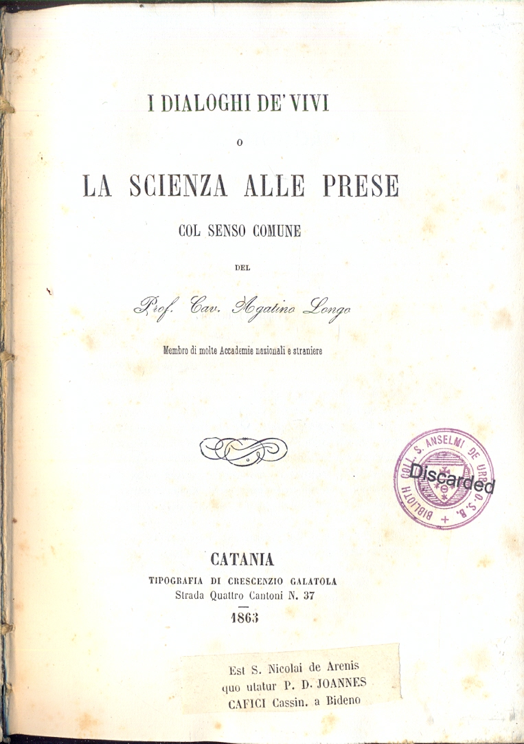 I dialoghi de' vivi o la scienza alle prese col …