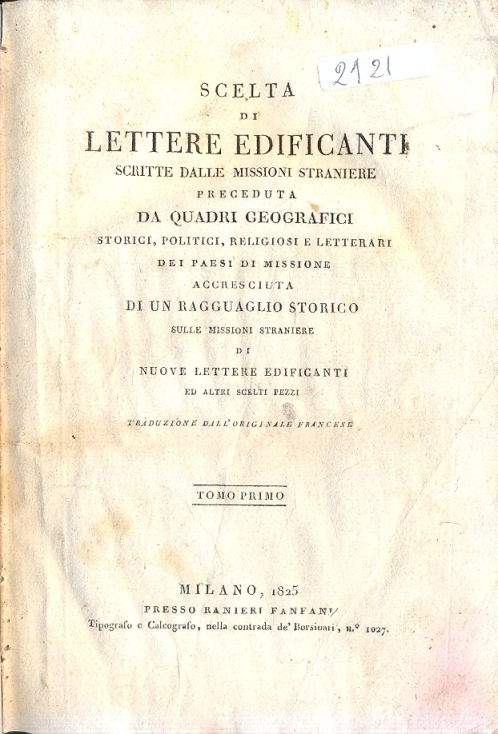 Scelta di lettere edificanti scritte dalle Missioni Straniere. Preceduta da …