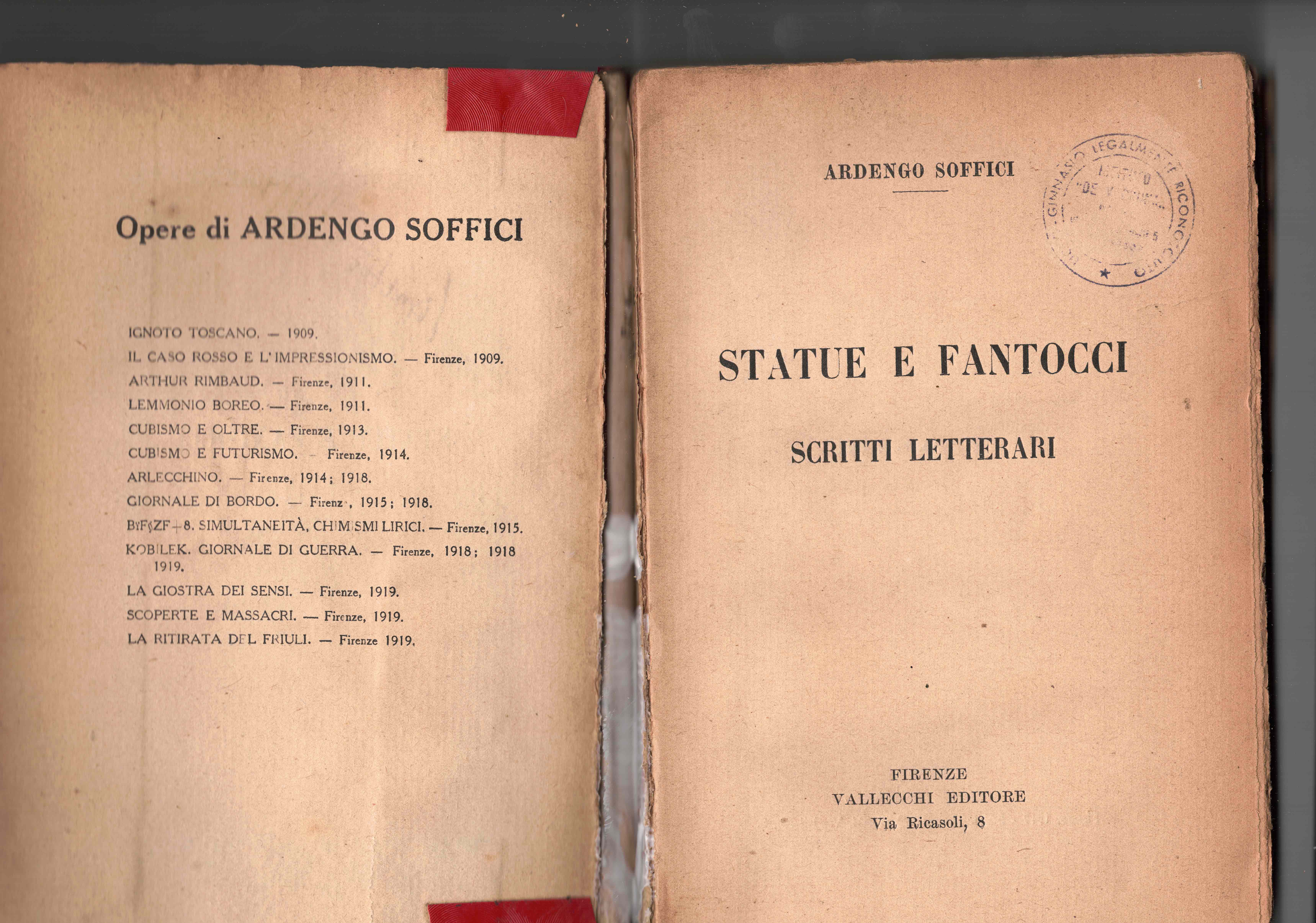 Statue e fantocci. Scritti letterari. Prima edizione.