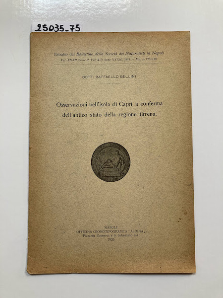 Osservazioni nell'isola di Capri a conferma dell'antico stato della regione …