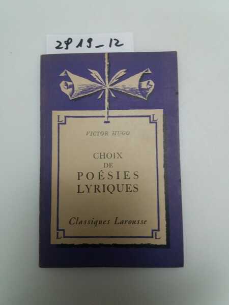 Choix de poesies lyriques