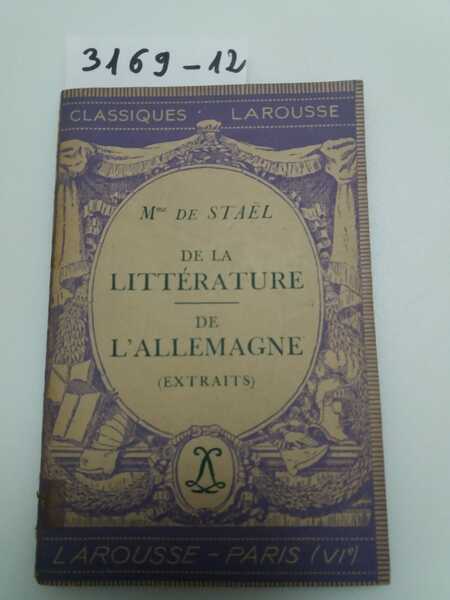 De la litterature - De l'Allemagne - extraits