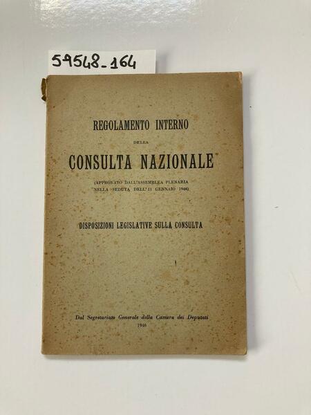 Regolamento interno della consulta nazionale