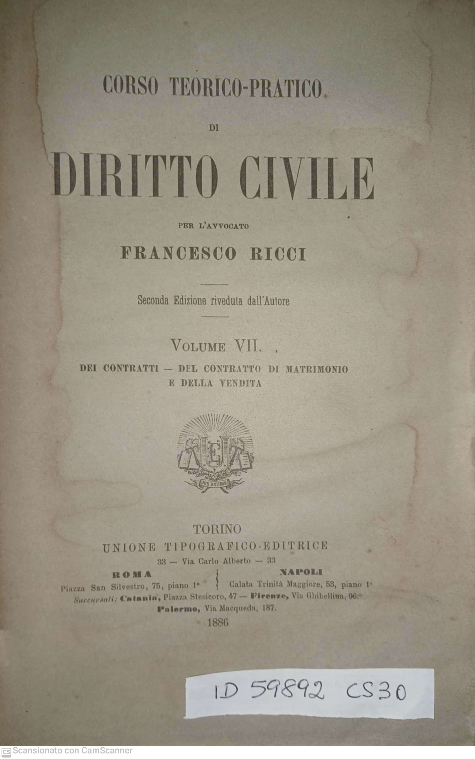 Corso teorico-pratico di Diritto Civile