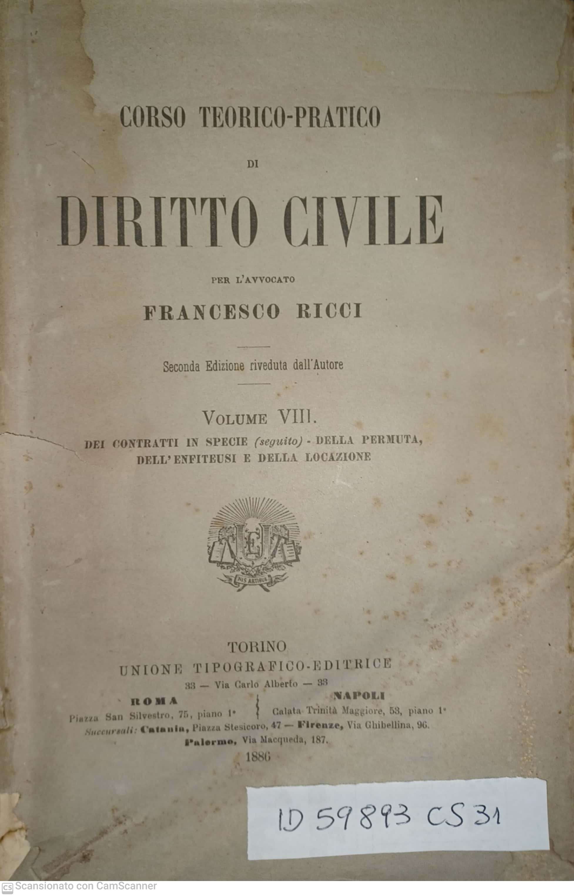 Corso teorico-pratico di Diritto Civile