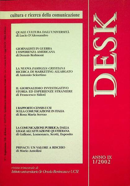 Desk: cultura e ricerca della comunicazione: A. IX - N. …