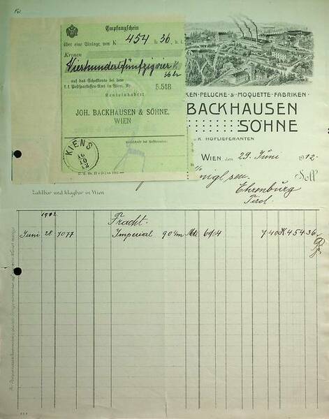 MÃ¶belstoff-, Teppich-, und Decken-Peluche & Moquette Fabriken: Wien.