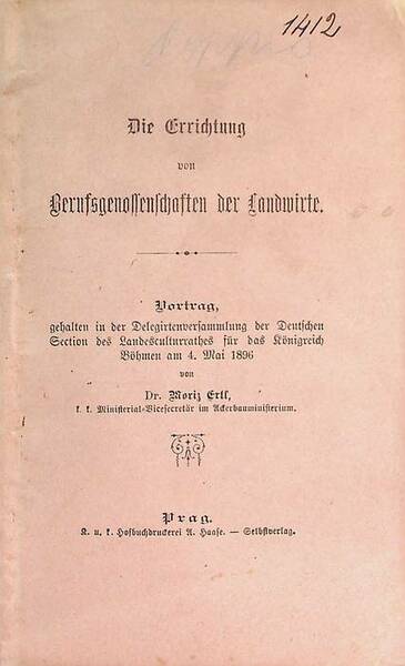 Der Errichtung von Berufsgenossenschaften der Landwirte: Vortrag.