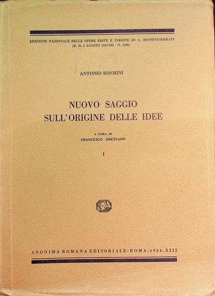 Nuovo saggio sull'origine delle idee: volume I.
