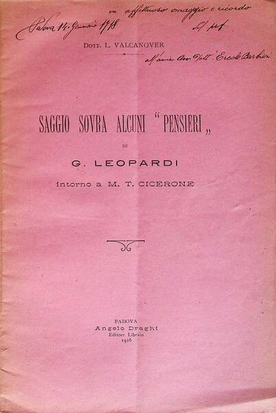 Saggio sovra alcuni "Pensieri" di G. Leopardi intorno a M. …