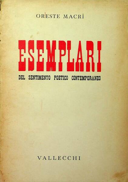 Esemplari del sentimento poetico contemporaneo.