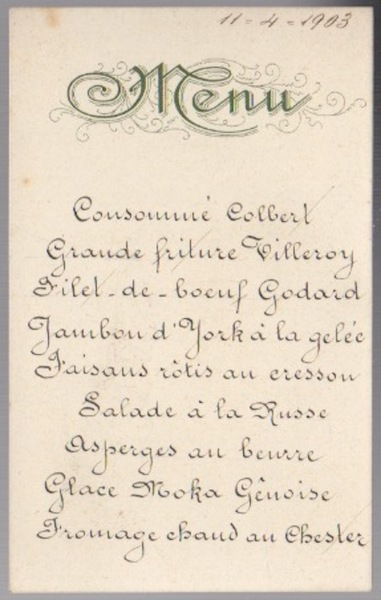 Menu 11-4-1903.