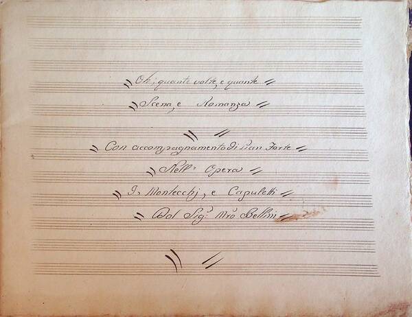 MANOSCRITTO MUSICALE COEVO: Oh, quante volte, e quante - Scena, …