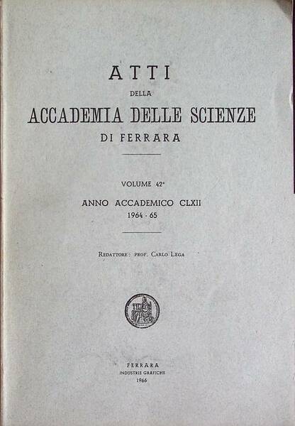 Atti della Accademia delle scienze di Ferrara: volume 42Â°: anno …