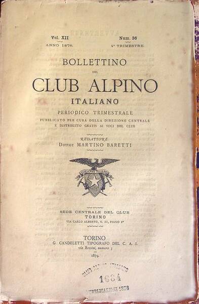 Bollettino del Club Alpino Italiano: Vol. XII - N. 36 …