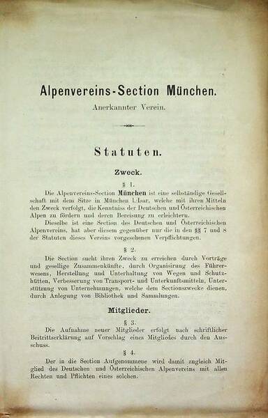 Alpenvereins-Section MÃ¼nchen: Statuten.