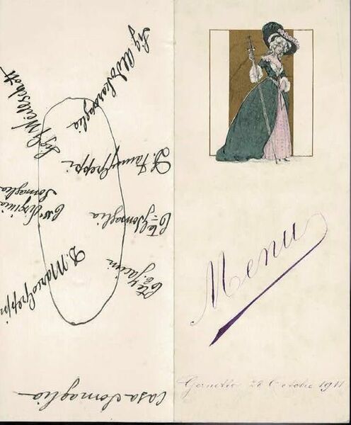 Menu Gernetto 28 Octobre 1911.
