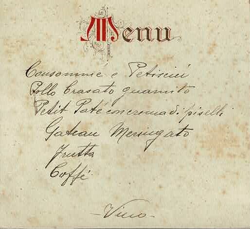 Menu Hotel Central 21.XII.1920.