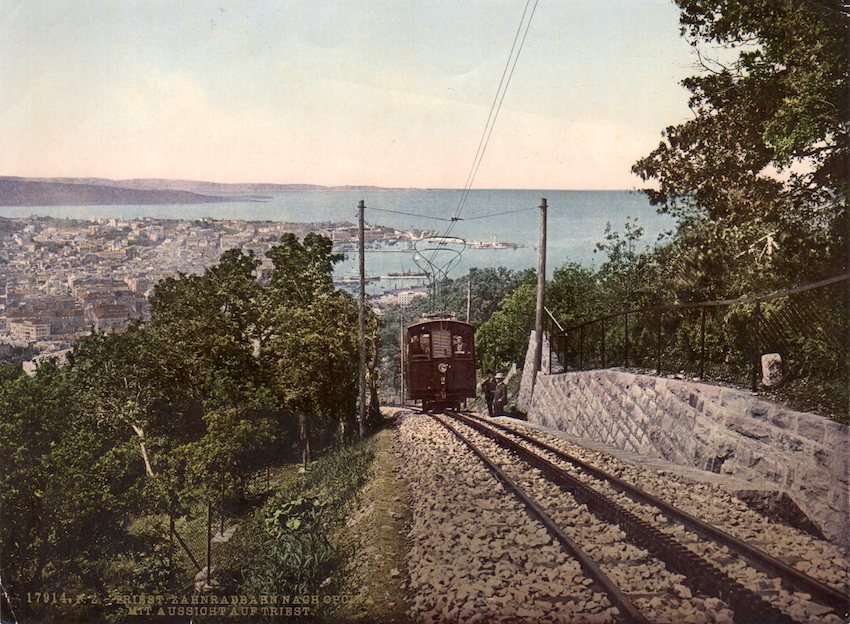 17914. P.Z. Triest. Zahnradbahn nach Opicina mit Aussicht auf Triest.