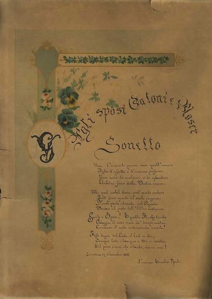 Agli sposi Catoni Bloser.